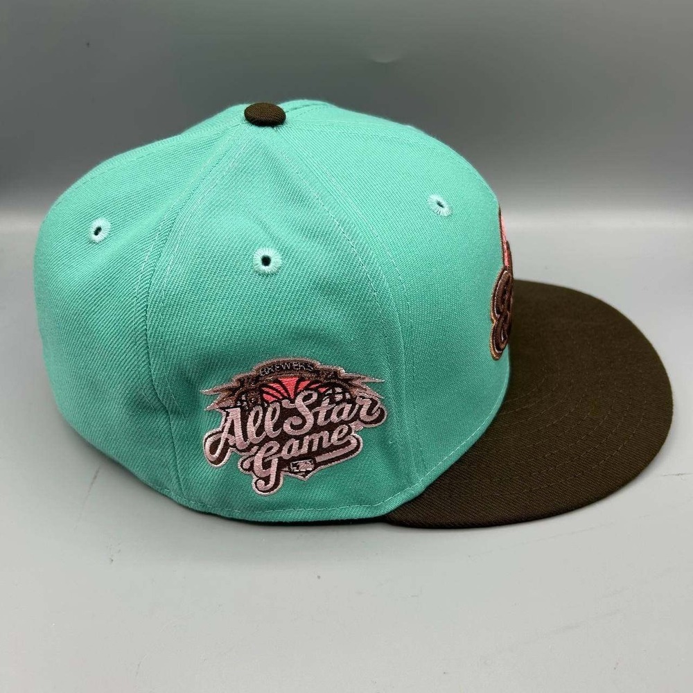 Milwaukee‎ Brewers Hat Men 7 3/8 Blue Brown 59Fifty New Era MLB Fitted Cap